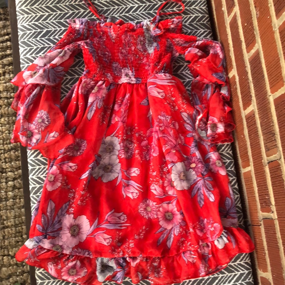 Red chiffon girls dress